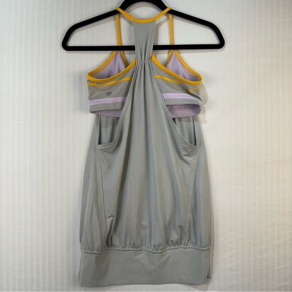 Lululemon Athletica Light Gray Racer Back Muscle Workout Sports Bra Top Size 6 - Picture 5 of 7